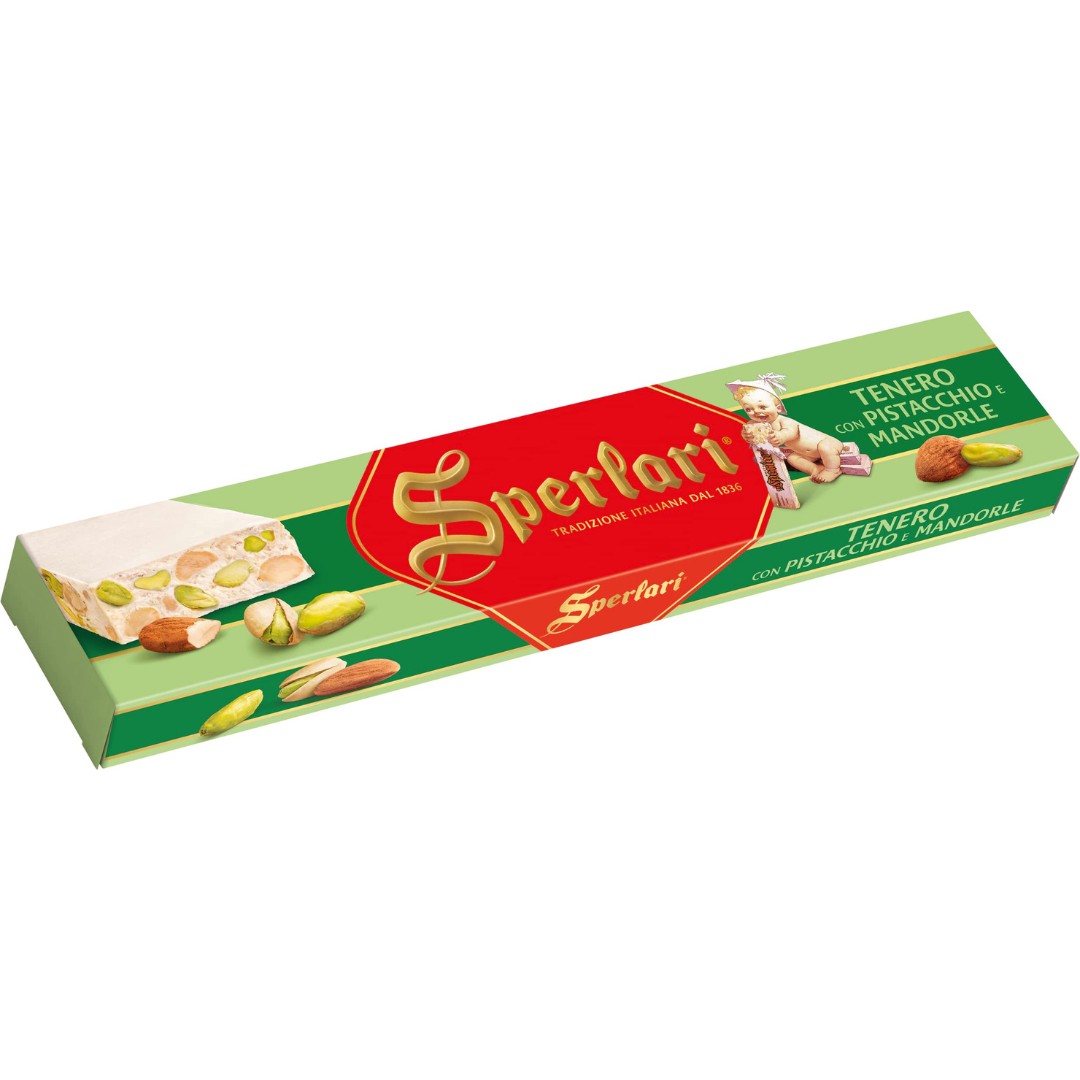 Turrón Sperlari con sabor a pistacho y almendra 200 grs
